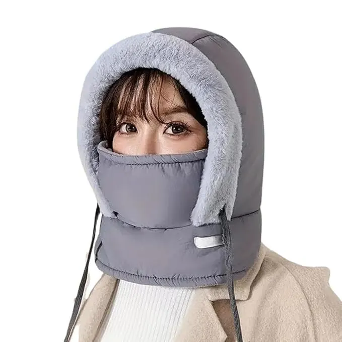 All-in-One Winter Hood with Plush Insulation and Face Cover