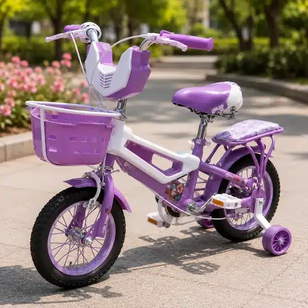 Bicycle with Training Wheels and Front Basket