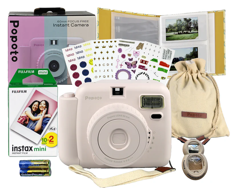 Popoto Instant Camera Kit with Photo Album and Camera bag, 8 in 1 bundle