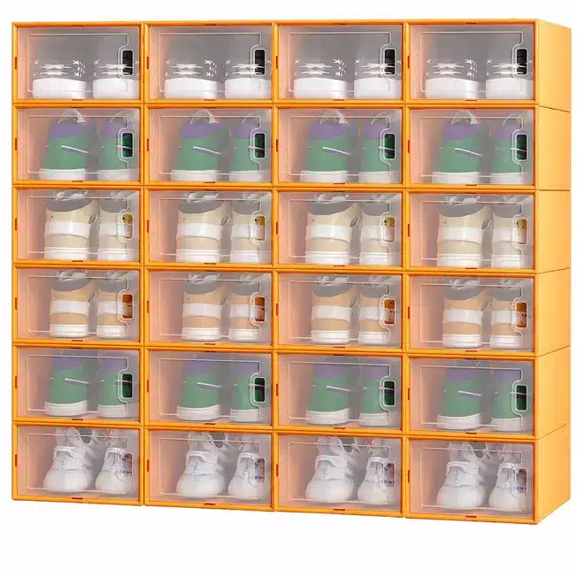 Modular Stackable Shoe Storage Cabinet with Transparent Front Doors