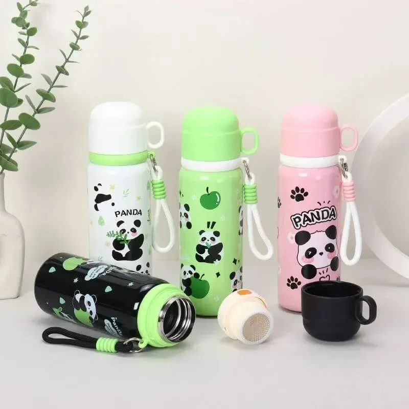 Cute Panda Insulated Water Bottle with Strap