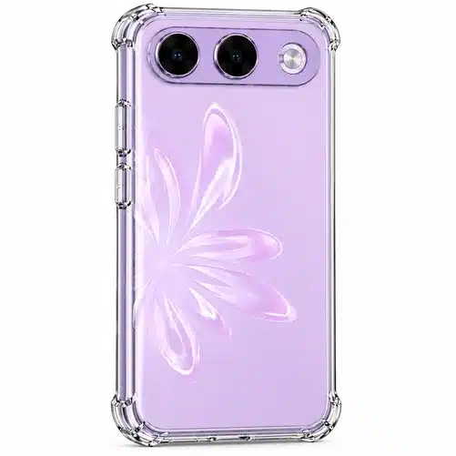 Purple Flower Design Smartphone Clear Protective Case with Camera Guard