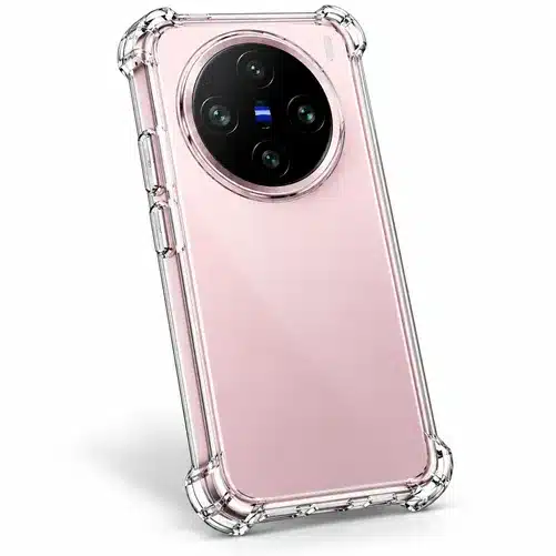 Pink Smartphone Clear Protective Case with Camera Guard and Shockproof Corner Protection