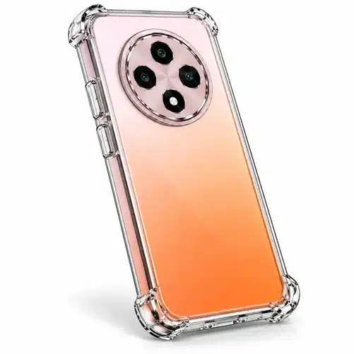 Orange Gradient Smartphone Clear Protective Case with Camera Guard and Shockproof Corner Design