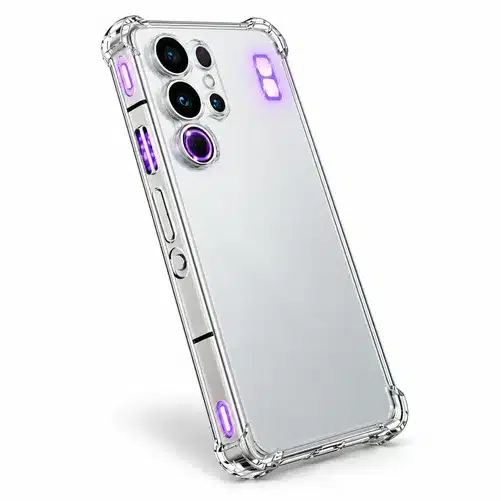 Silver Smartphone Clear Protective Case with Camera Guard and Shockproof Corner Protection