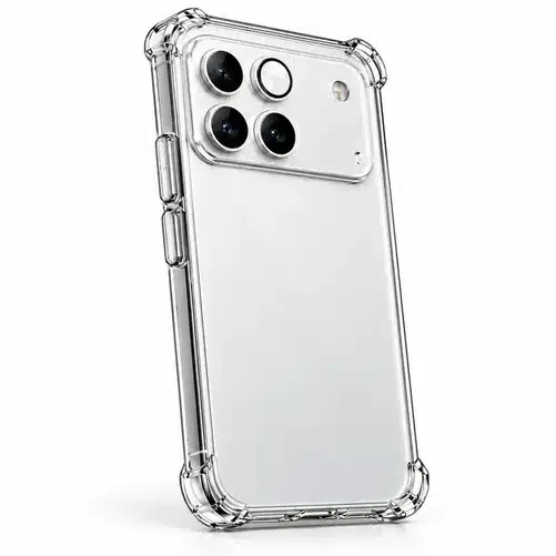 White Smartphone Clear Protective Case with Camera Guard and Shockproof Corner Protection