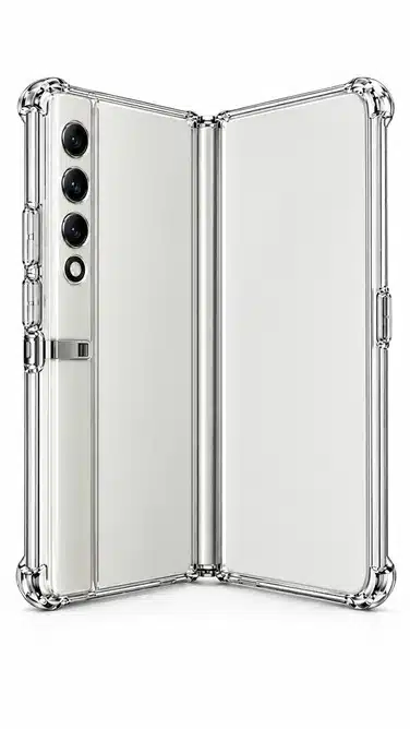 White Foldable Smartphone Clear Protective Case with Camera Guard and Shockproof Corner Protection Design