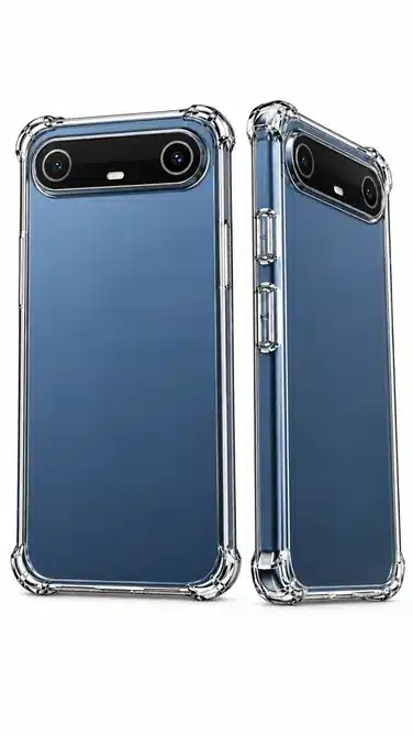 Blue Smartphone Clear Protective Case with Camera Guard and Shockproof Corner Protection Design