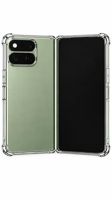 Green Foldable Smartphone Clear Protective Hinge Case with Camera Guard and Shockproof Corners