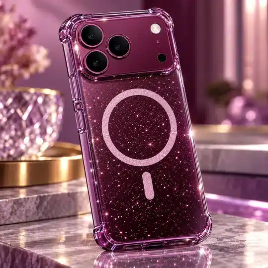 Burgundy Smartphone Crystal Clear Protective Ring Case