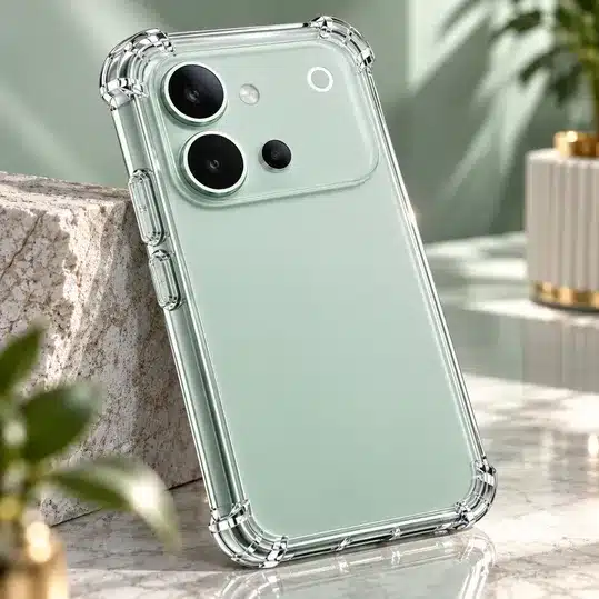 Green Smartphone Clear Protective Case with Camera Guard and Shockproof Design