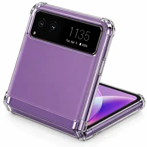 Purple Foldable Smartphone Clear Protective Case With Hinge Protection Cover