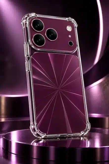 Purple Smartphone Clear Protective Case with Camera Guard and Shockproof Design