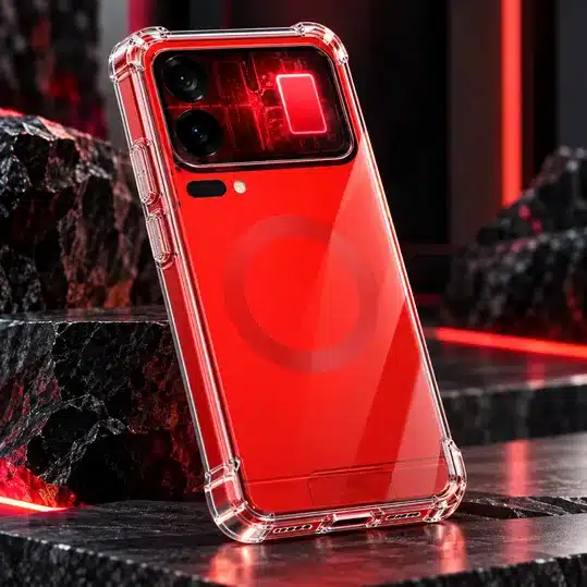 Red Smartphone Crystal Clear Transparent Protective Case