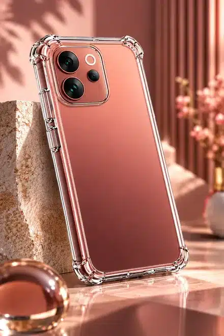 Rose Gold Smartphone Clear Protective Case with Camera Guard and Shockproof Design
