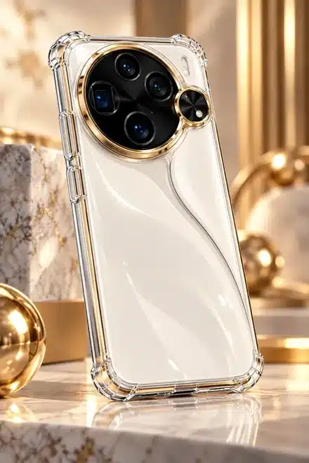 White Smartphone Clear Protective Case with Camera Guard and Stylish Design