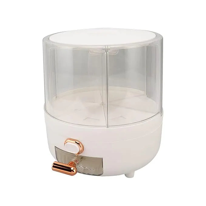 Grain Container, White 6 Compartments Grain Storage Box Removable Cover for Beans