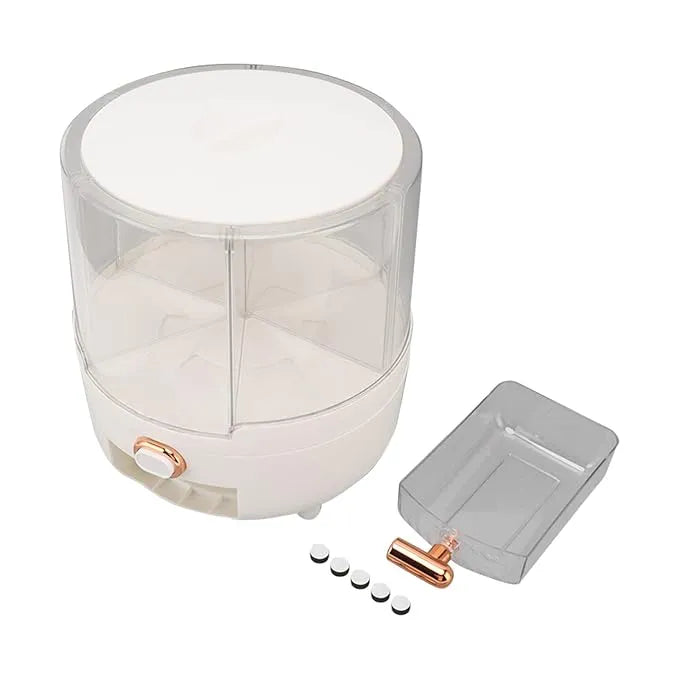 Grain Container, White 6 Compartments Grain Storage Box Removable Cover for Beans