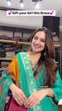 Green Anarkali Kurta Set with Colorful Bandhani-Style Dupatta, Delicate Neck Embroidery, and Flowy Silhouette – A Joyful Ethnic Gift Choice for Festive Celebrations and Special Moments