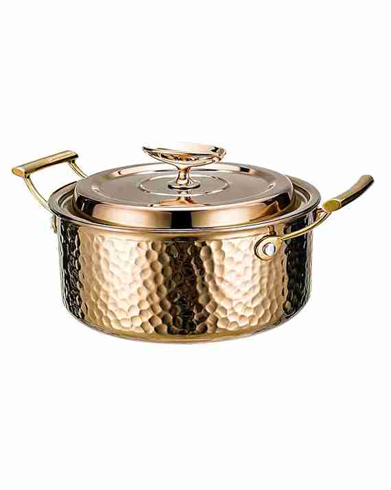 Stainless Steel Stock Pot with Lid, 3 Triply Clad Hammered Copper Pot, Nonstick Boiling Pot for Home Kitchen