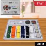 7 In 1 Ultra Smart Watch Combo With Seven Classic Straps  Transparent Screen Guard (1 Set  Mix Color)