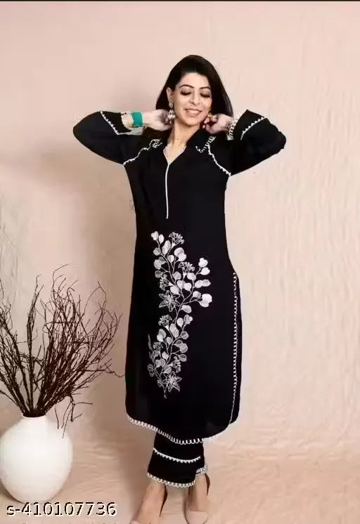 Black Ambordery Co-ord Set & Kurta Set