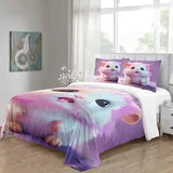 “Mouse Duvet Cover – 3D Printed Cute Pink Bedding Set for Adults and Children, with Pillowcases and Zipper Closure, Microfiber 3-Piece King Size.”