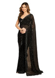 Women's Georgette Siroski work Saree with Unstitched Blouse Piece