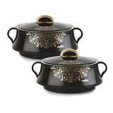 Midas Insulated Inner Steel Casserole for Roti, Set of 2, 1000ml, Black | Hot Box for Kitchen | Hot Pot for Home| Chapati Box | Locks in The Cold & Heat for Long