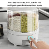 Grain Container, White 6 Compartments Grain Storage Box Removable Cover for Beans