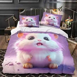 “Mouse Duvet Cover – 3D Printed Cute Pink Bedding Set for Adults and Children, with Pillowcases and Zipper Closure, Microfiber 3-Piece King Size.”