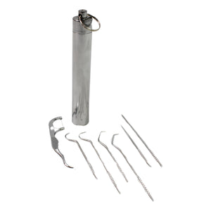 7 In 1 Stainless Steel Toothpick Flossier Set (1 Set  With Case)