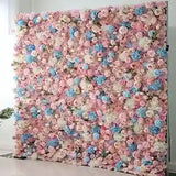 Handmade Romantic Light Pink & Blue Flower Wall Panels