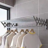 qurutma Wall Mounted Clothes Drying Rack, Accordion Retractable Drying Rack for Laundry Room/Bathroom Tower，Easy to Install 31.5-inch Rod, 60 lb Capacity- Indoor and Outdoor Use