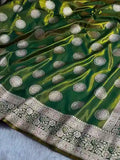 Mehendi Shades Banarasi Satin Silk Saree