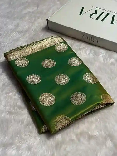 Mehendi Shades Banarasi Satin Silk Saree