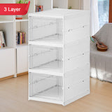 Stackable Multifunctional Storage For Clothes Foldable Drawer Shelf Basket Utility Cart Rack Storage Organizer Cart For Kitchen Pantry Closet Bedroom Bathroom Laundry (3 Layer 1 Pc)