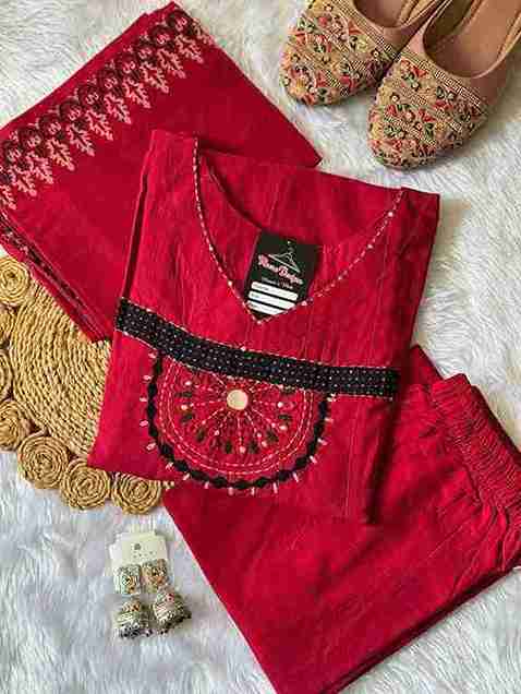 pure flax cotton anarkali with mirror work