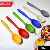 Multipurpose Silicone Spoon Silicone Basting Spoon Non-stick Kitchen Utensils Household Gadgets Heat-resistant Non Stick Spoons Kitchen Cookware Items For Cooking And Baking (6 Pcs Set)