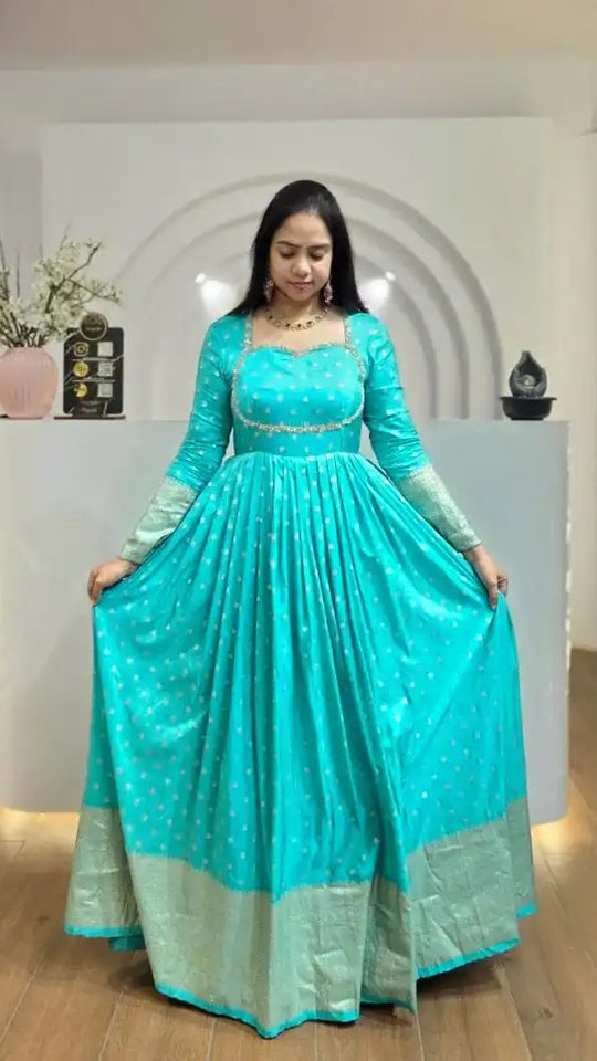 Blue Anarkali Kurta Set with Dupatta