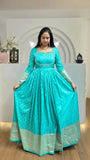 Blue Anarkali Kurta Set with Dupatta