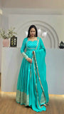 Blue Anarkali Kurta Set with Dupatta