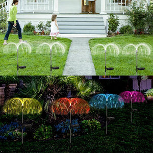 6616 2pcs Garden Solar Outdoor Lights Decorative  7 Colors Changing Rgb Light Waterproof Flower Jellyfish Firework Decor For Garden Patio Landscape Pathway Yard Holiday Decor