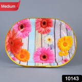 Medium Plastic Flower Printed Design Serving Tray (1 Pc  31 X 21 Cm)