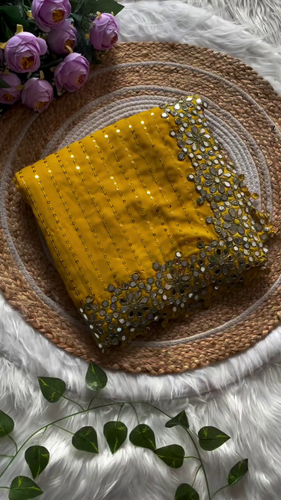 Elegant Embellished Dupattas with Floral and Sequin Detailing – Available in White and Yellow for a Sophisticated Look