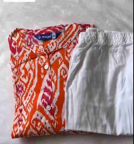 straight Kurti with pants and dupatta