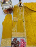Embroidered Heavy Chinon Silk kurti with embroidered salwar and dupatta Set