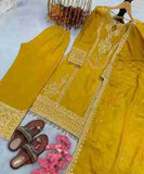 Embroidered Heavy Chinon Silk kurti with embroidered salwar and dupatta Set