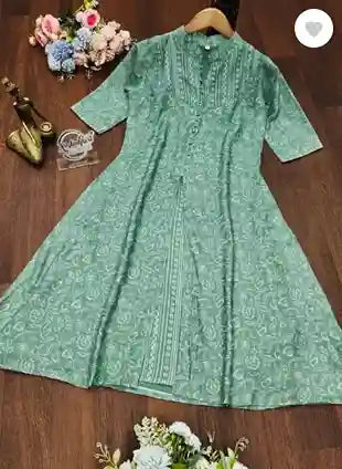 Women Printed Cotton Rayon Flared Kurta