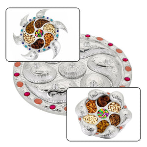 2075 Multipurpose 7 Compartment Dry Fruit Serving Rotating Tray  Candy Chocolate Snacks Storage Box Masala Box
